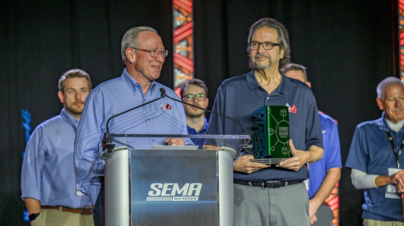 The AAM Group and Total Truck Centers team accepting the 2025 SEMA Channel Partner of the Year award